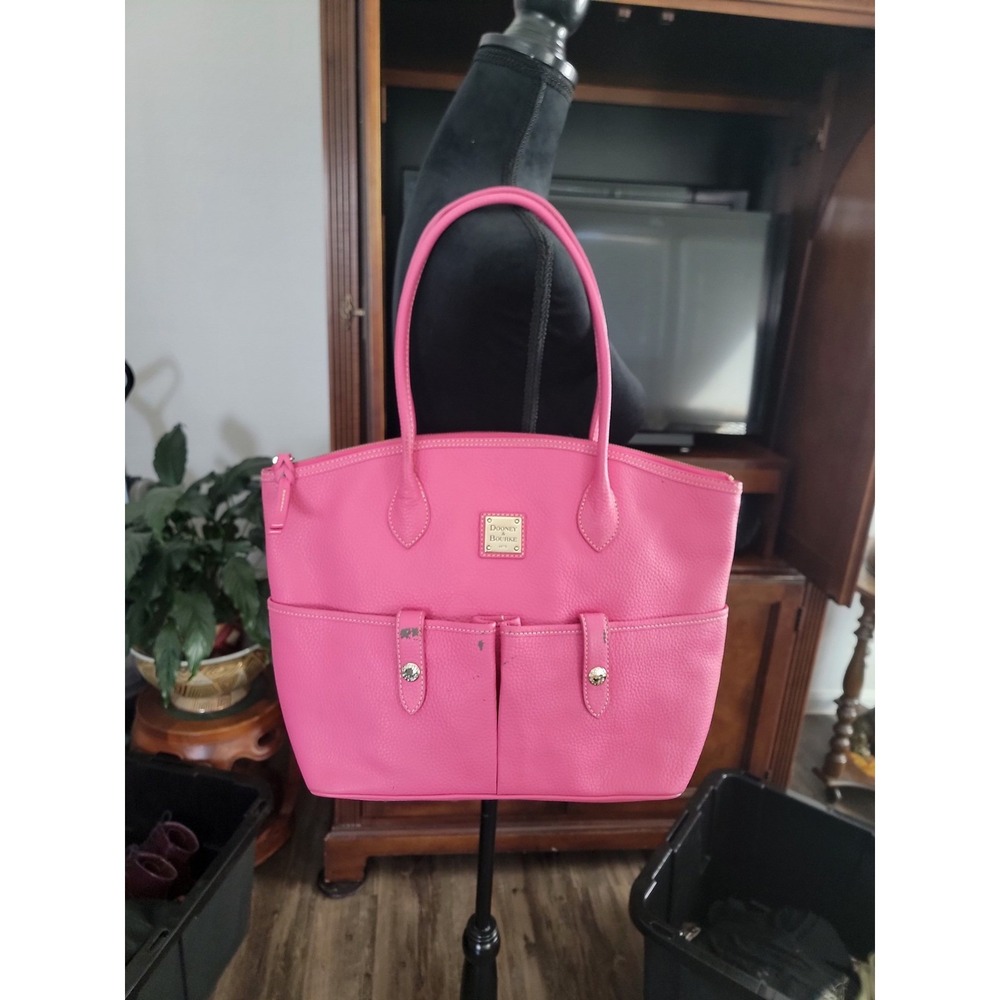 Dooney & Bourke Pink Pebble Grain Leather Tote‎ Bag Shoulder Purse Zip Top